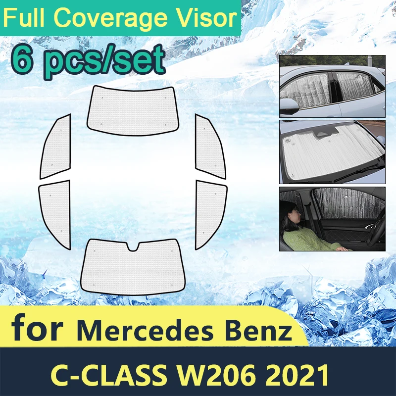 

Full Cover Sunshades For Mercedes Benz C Class W206 2021 C-Klasse Car Sun Protection Windshields Side Windows Accessories