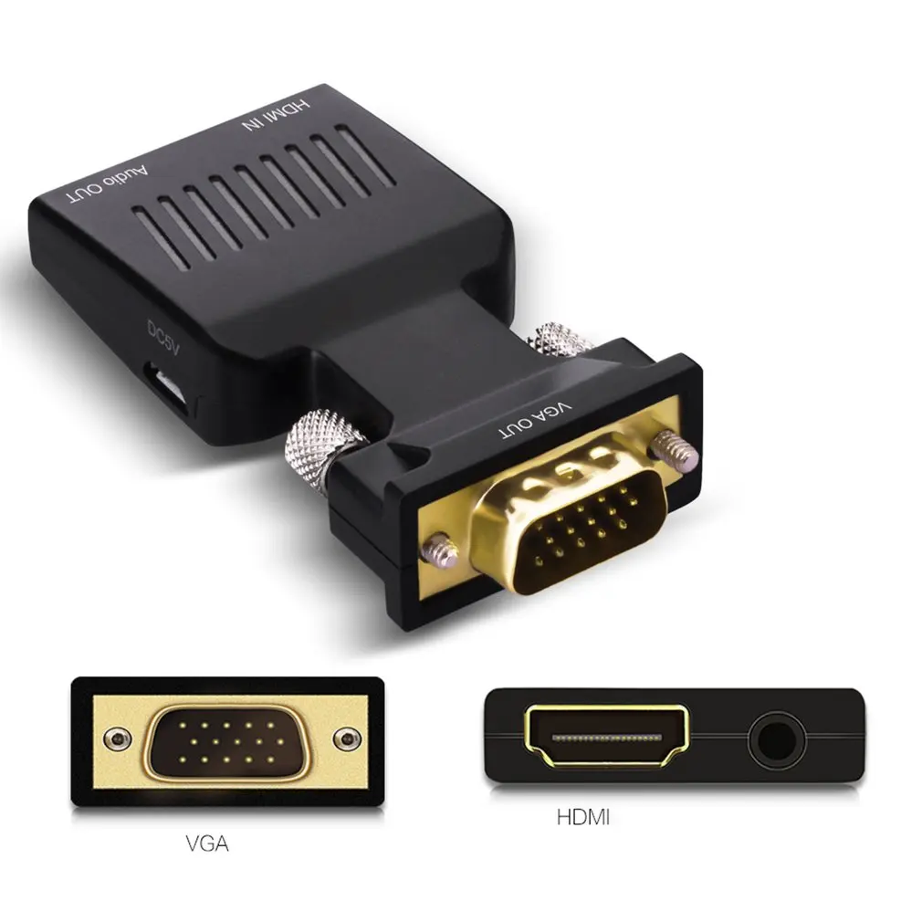 1080P адаптер сигнала HDMI Женский к VGA Мужской выходной кабель конвертер адаптер