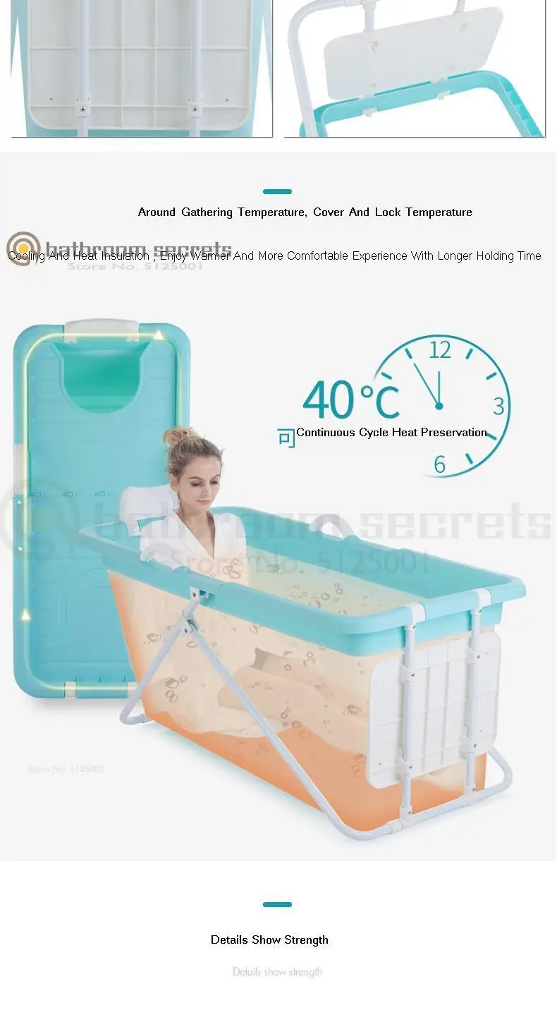 Adult Foldable Bath Barrel Adult Bath Barrel Household Body Constant Temperature Bath Barrel Bath Tube Plastic Thickening