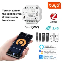 Tuya Zigbee Switch No Neutral AC 110V 220V Smart Life APP 2.4G RF Remote AC Push ON OFF Voice Control Light Wall Switch SS-B(WZ)