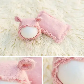 

2 Pcs/set Baby Bonnet Hat Pillow Set Newborn Posing Photography Props Infants Photo Shooting Pillows Interesting Cap Gifts
