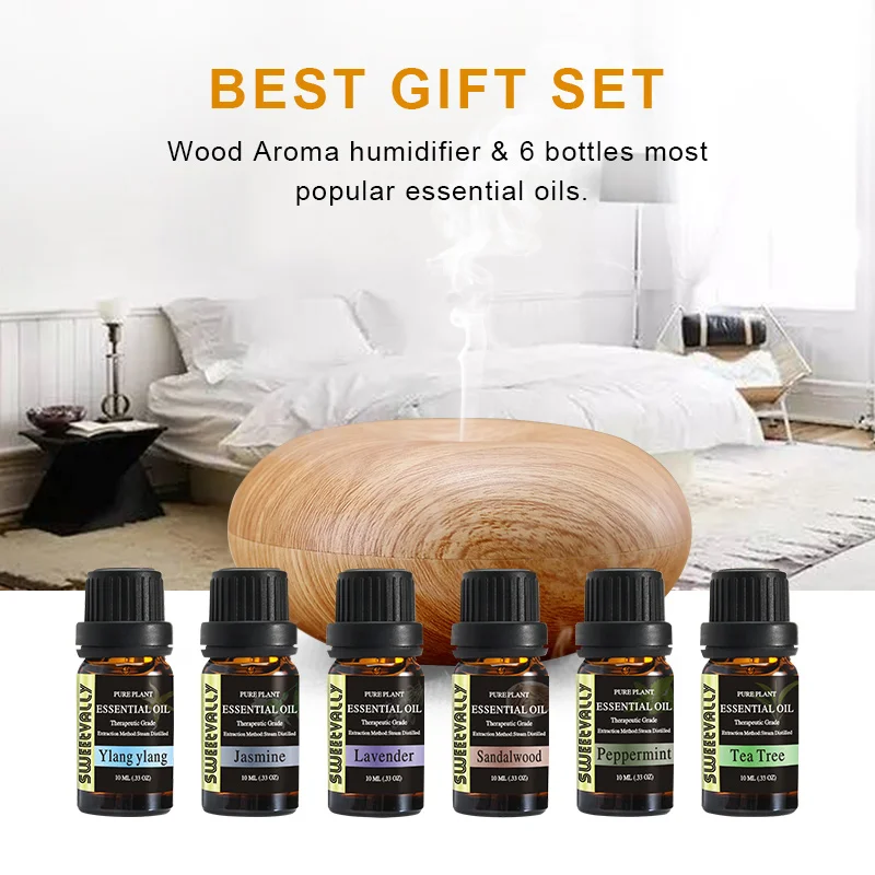 

6pcs 10ML Pure Plant Essential Oil Water Soluble Oil Aromatherapy Fragrance Lamp Furnace Humidifier Relaxing with Humidifier