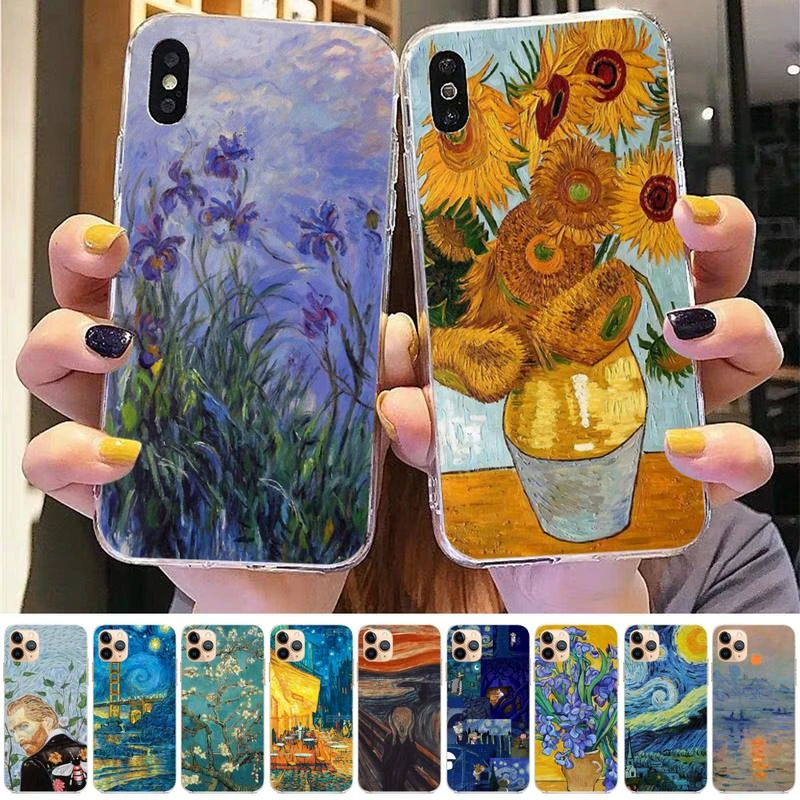 Van Gogh oil painting Phone Case for iphone 13 8 7 6 6S Plus X 5S SE 2020 XR 11 12mini pro XS MAX iphone 13 pro case leather