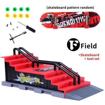 

Scene Combination Playing Site ABS Deck Gift Removable Kids Toy Mini Finger Skateboard Set With Ramp Track Park Training Games