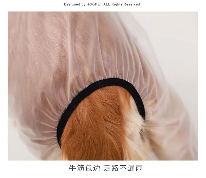 Dog Legs Hooded Transparent Raincoat Golden Retriever Alaska a Border Dog Medium Large Dog Nursing Waterproof Poncho
