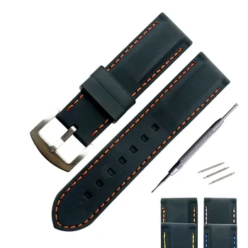 

20 22 24 26mm Silicone Watch Band Strap Sport Soft Diving Rubber Clock Watchbands Stainless Steel Pin Buckle Bracelet Accessorie