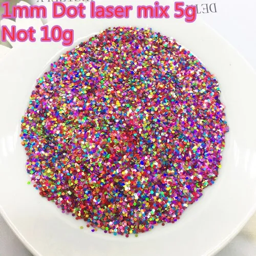 Ультра-тонкий 5 мм Снежинка блестки сверкающая 3D блестка для ногтей Paillette Eo-Friendly PET свободные блестки для украшения ногтей 10 г - Цвет: 1mm Dot laser mix 5g