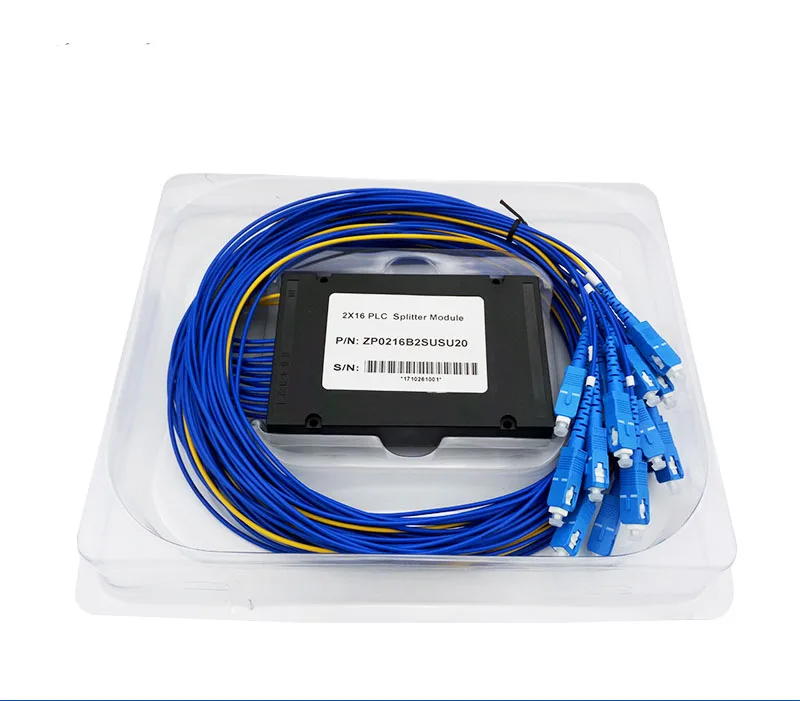 

2X16 PLC optical splitter module 2x32 boxes type SC FC ST LC pigtails optical fiber splitter