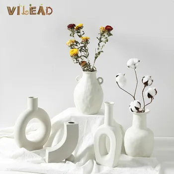 

VILEAD Ceramic Abstract Vase Blanc Dried Flower Arrangement Art Flowerpot Living Room Bedroom Creative Home Decoration Ornaments