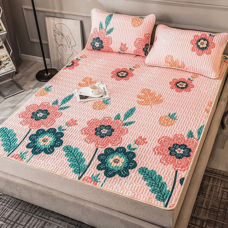 Ice Silk Summer Mat Washable Latex Mattress Cover Set Silk Mattress