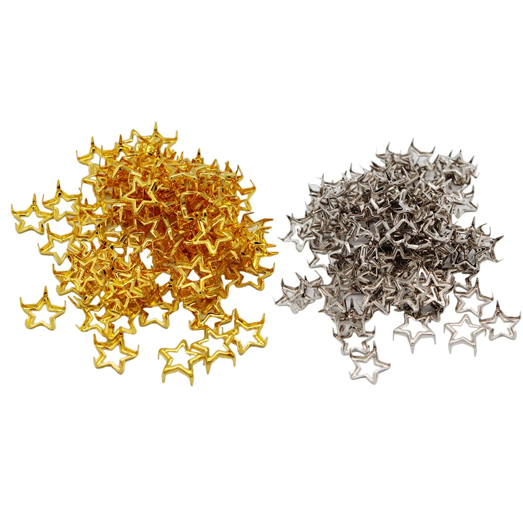Craft Supplies Vintage Metal Hollow Star Studs Rivet for Leathercraft DIY Clothing Bag Doll Clothes Jeans Shoes Hats 100Pcs