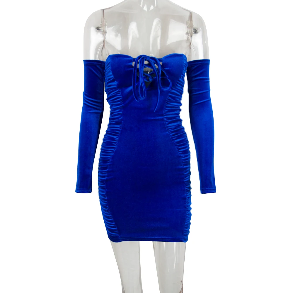 royalblue Wantmove, женские бархатные сексуальные вечерние размера плюс, асимметричное платье с открытыми плечами, облегающее мини платье, женская одежда, платья JZ184 - Цвет: royalblue