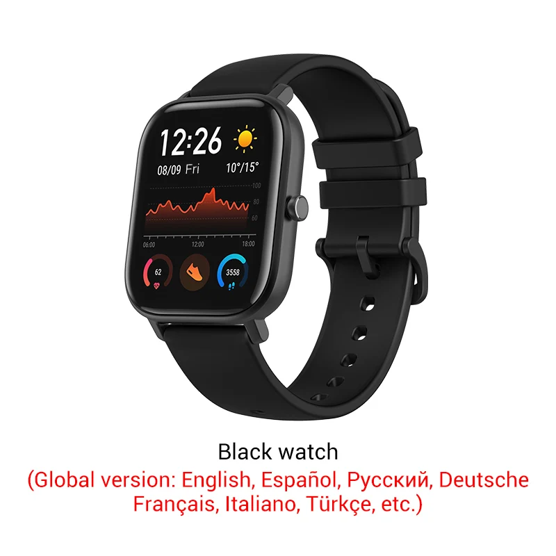 Глобальная версия Xiaomi Huami Amazfit GTS глобальная Смарт-часы gps 5ATM водонепроницаемые Смарт-часы здоровье Пульс AMOLED 12 Спортивные - Цвет: GTS-Black