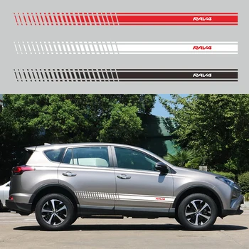 

2Pcs Auto Racing Sports Long Stripe Stickers for Toyota RAV4 RAV 4 Side Body Vinyl Decals Auto Accessories
