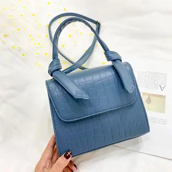 

PU Leather Women Bags 2020 Retro Crocodile Pattern Shoulder Bag Small Square Flap Bags Luxury Female Crossbody Top-handle Bag