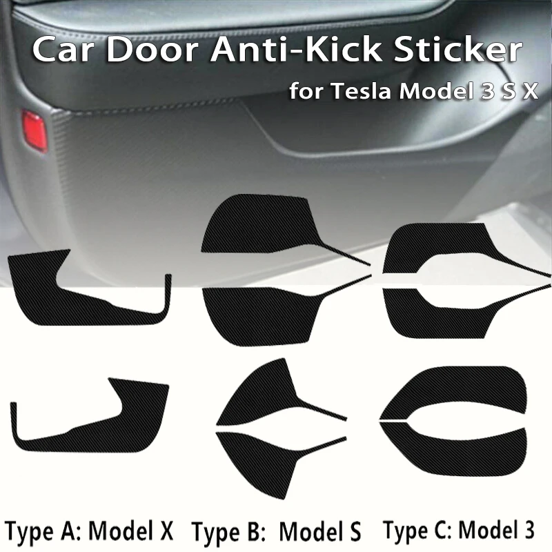 

Carbon Fiber cover Sticker Anti-Kick Pad Protector Mat Cushion Cover Accessories For Tesla Model 3 Model X Model S