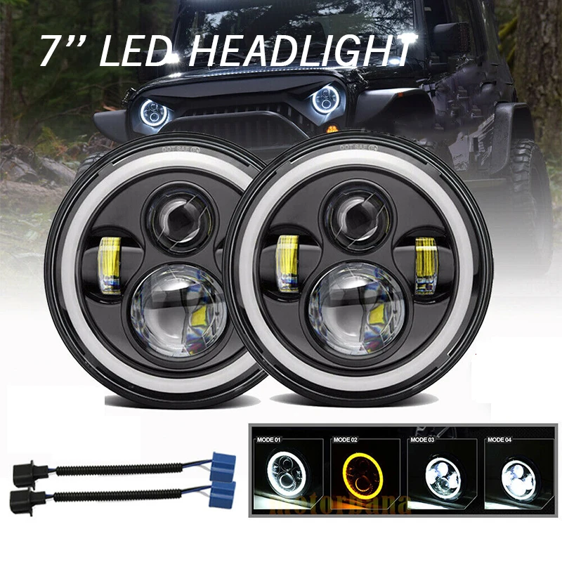 7 &quotDRL светодиодный налобный фонарь для УАЗ 2101 дневные ходовые огни Halo Ring Angel Eye