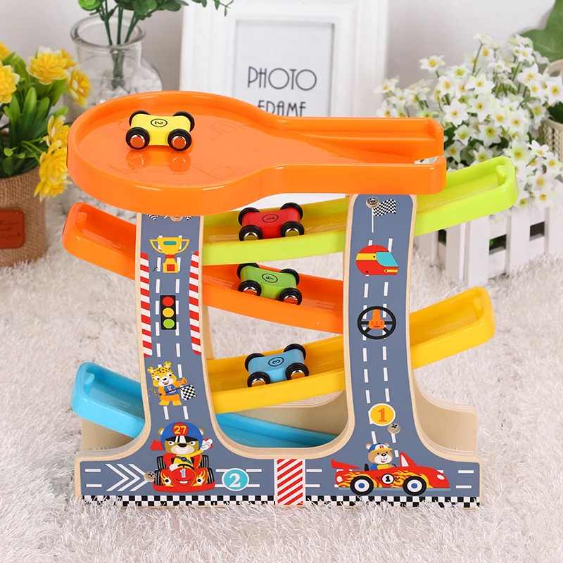

Funny Wooden Early Education Toys Niuniu Car Four-layer Track Pulley Slide Car Intelligent Toys Outdoor Play Game Kid Party Game