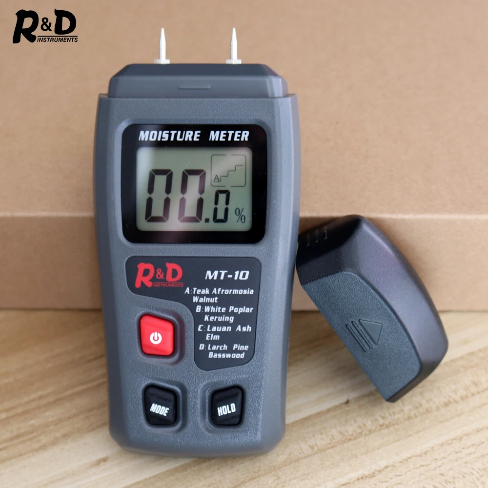 R&D MT-10 EMT01 Wood Moisture Meter Wood Humidity Tester Hygrometer Timber Damp Detector Tree Density Digital tester Grey