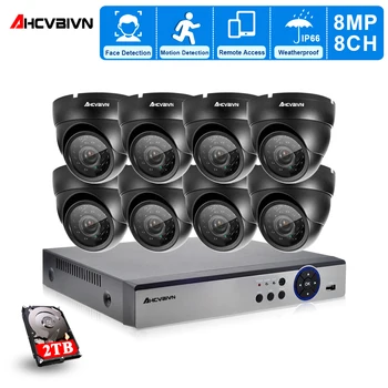 

H.265+ 4K Ultra HD POE Video Surveillance security System 8CH 8MP NVR With 8PCS Weatherproof IP Security Cameras CCTV POE Kit