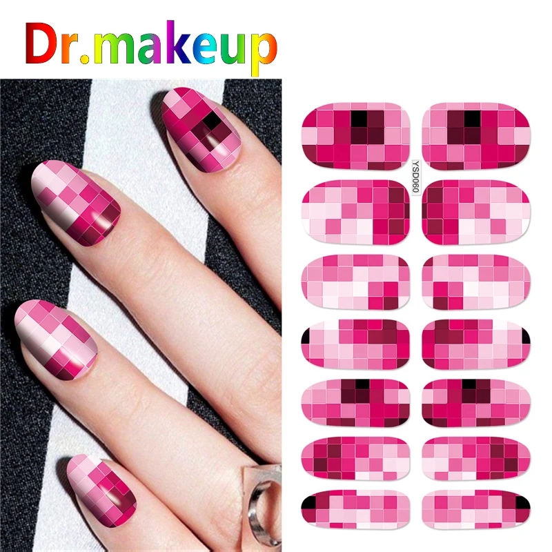 

Dr.makeup 1Sheet DIY Full Cover Water Transfer Stickers 3D Pink Flower Nail Art Polish Slider Manicure Adhesive Decoration Wraps
