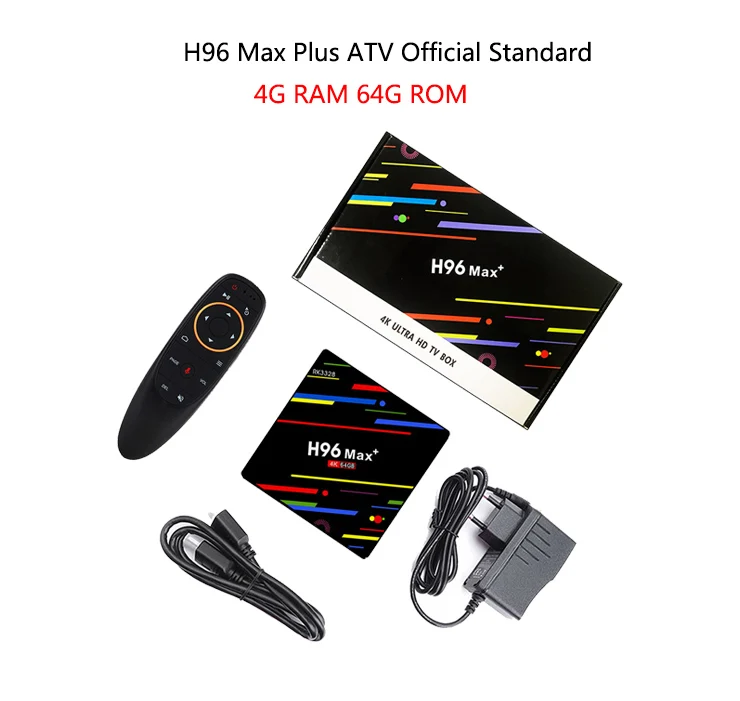 H96 Max Plus tv Box 2,4G/5G Wifi Android 9,0 RK3328 четырехъядерный BT 4,0 Google Play Smart tv USB3.0 H.265 4K Youtube Netflix - Цвет: ATV 4G 64G