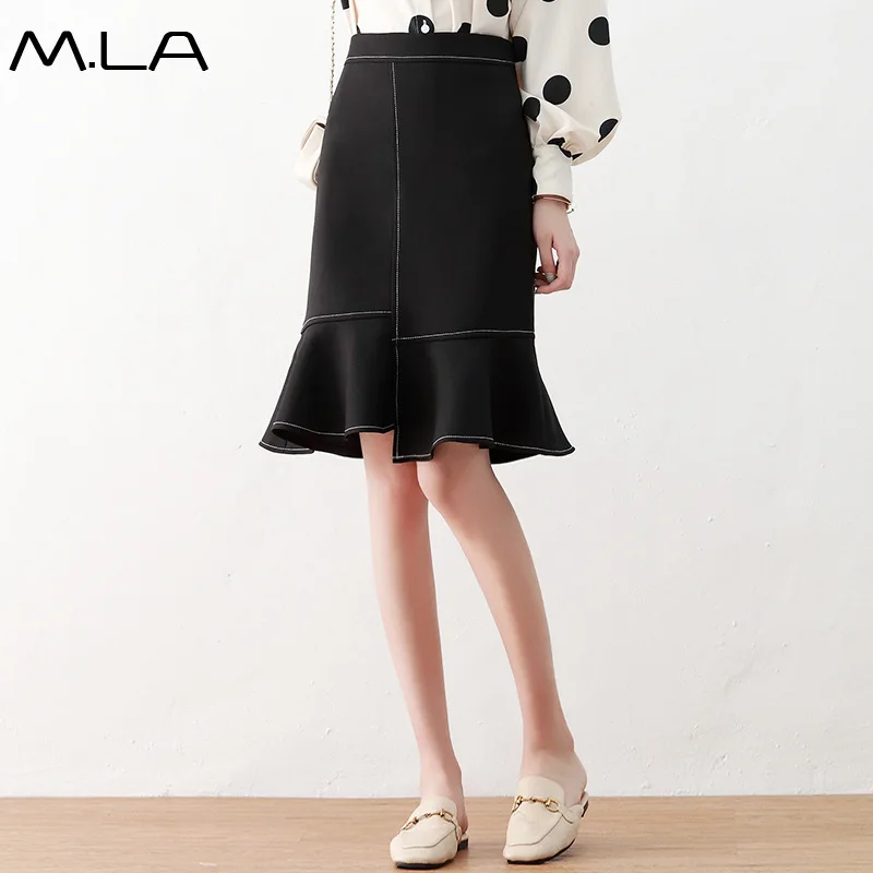 

Irregular Skirt Fishtail Skirt Mid-length 2019 New Style Autumn And Winter Flounced High-waisted Skirt Step Skirt