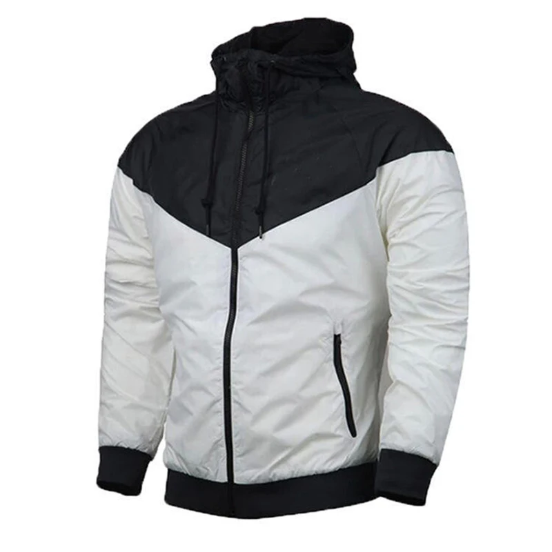 Осенняя модная мужская ветровка, куртка для фитнеса, одежда для бега, Студенческая Повседневная Свободная куртка с капюшоном и отворотом