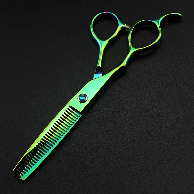 Профессиональные японские 440c зеленые левши 6 ''ножницы для стрижки волос Парикмахерские makas стрижка филировочные ножницы парикмахерские ножницы - Цвет: thinning