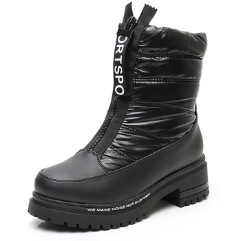 

EIE New Waterproof Snow Boots For Women Thick Fur Warm Boots Round Toe Platform Boots Mid-Calf High Quality Ladies Winter Shoes