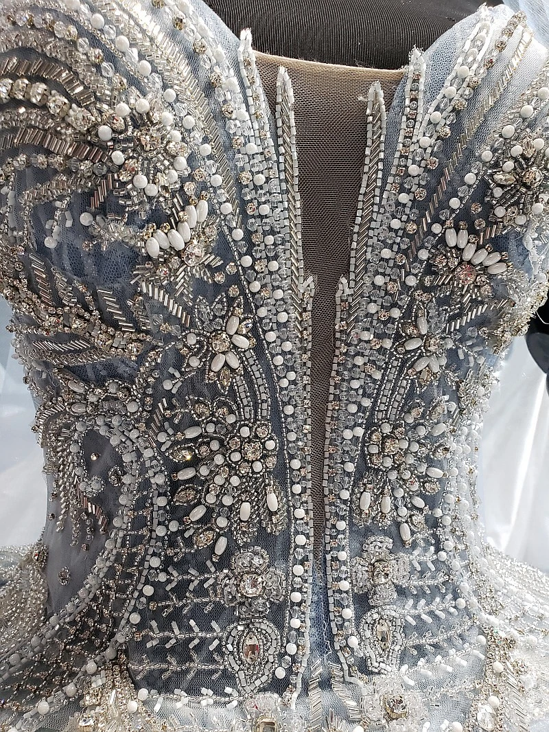 BacklakeGirls Robe Mariage голубое свадебное платье Многоуровневое сексуальное свадебное платье с v-образным вырезом и открытыми плечами Пышное Бальное платье для невесты Trouwjurk
