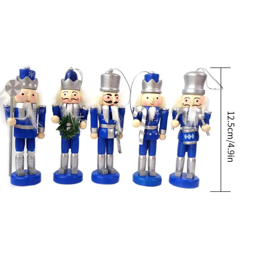 5 шт. деревянный Рождественский Щелкунчик носить синий Униформа Солдат кукла набор Подарочная коробка декоративные украшения короли кукла