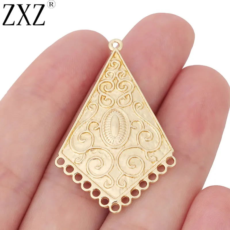 

ZXZ 10pcs Gold Tone Triangle Chandelier Connector Charms Pendants for Earring Jewellery Making Accessories 45x28mm
