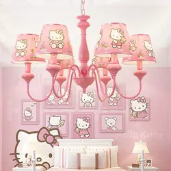 Новая розовая люстра принцессы для девочек, люстра для спальни, комнаты книг, Детская люстра hello kitty