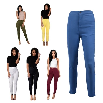 

Womens Fashion Elasticity High Waist Jeans(RED,S/US-0~2)