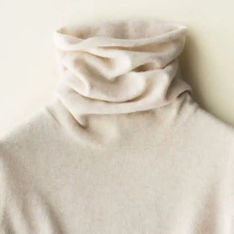 

Pure wool sweater women's autumn and winter new pile pile collar sweater loose wool base solid color sweater