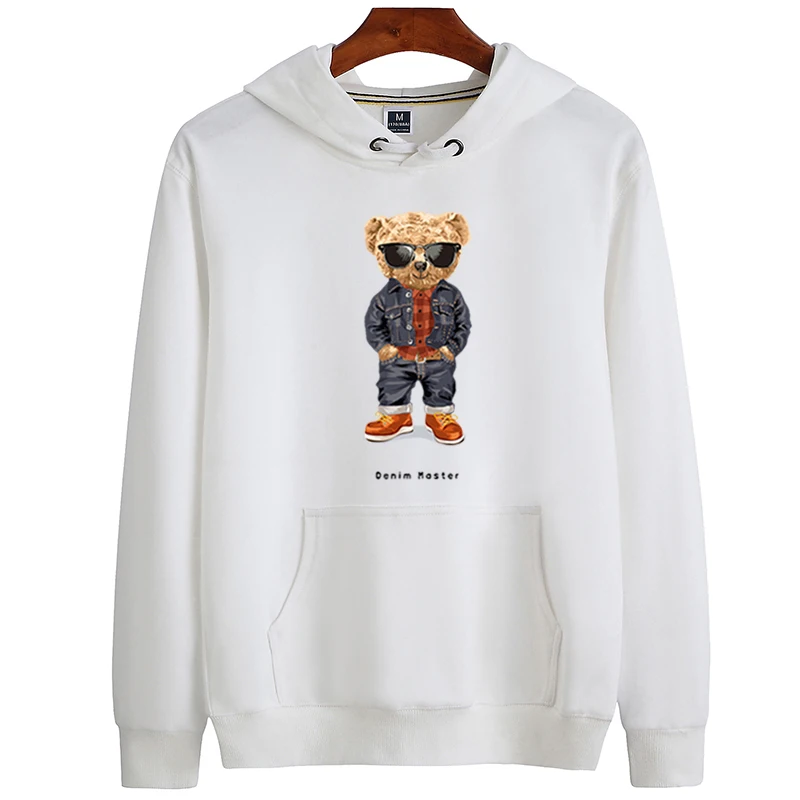 Fashion Creative Gentleman Teddy Bear Sweatshirt Autumn/Winter Thickening Plus-size Men and Women Hoodies Lovers Hoodie S-4XL trendy hoodies for women Hoodies & Sweatshirts