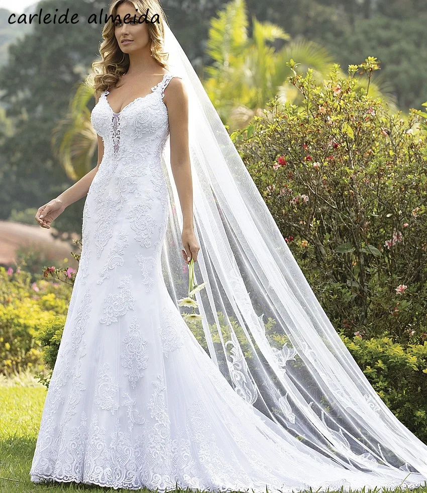 Vestidos de noiva свадебное платье русалки с v образным вырезом 2019 Свадебные платья