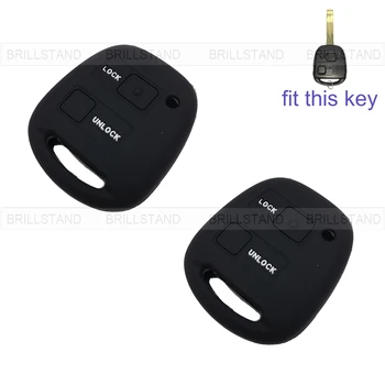 

2pcs 2 Button Silicone Car Remote Key Fob Silica Gel Holder Case Cover for Toyota Series Black