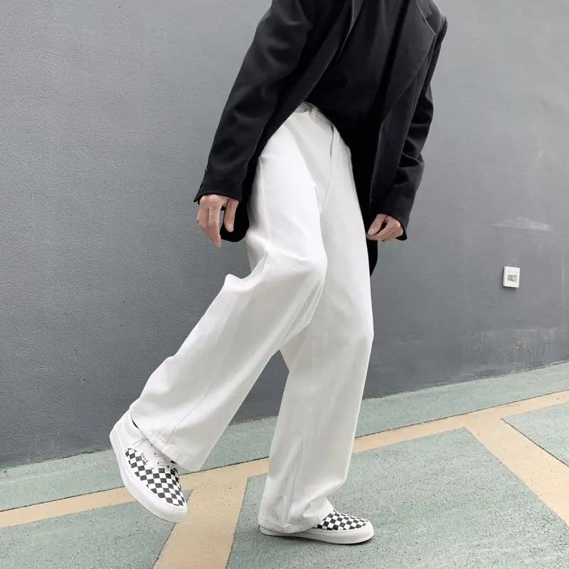 Wide Leg Jeans Men Fashion Casual White Jeans Men Streetwear Korean Loose Hip-hop Straight Jeans Mens Denim Trousers M-3XL 2
