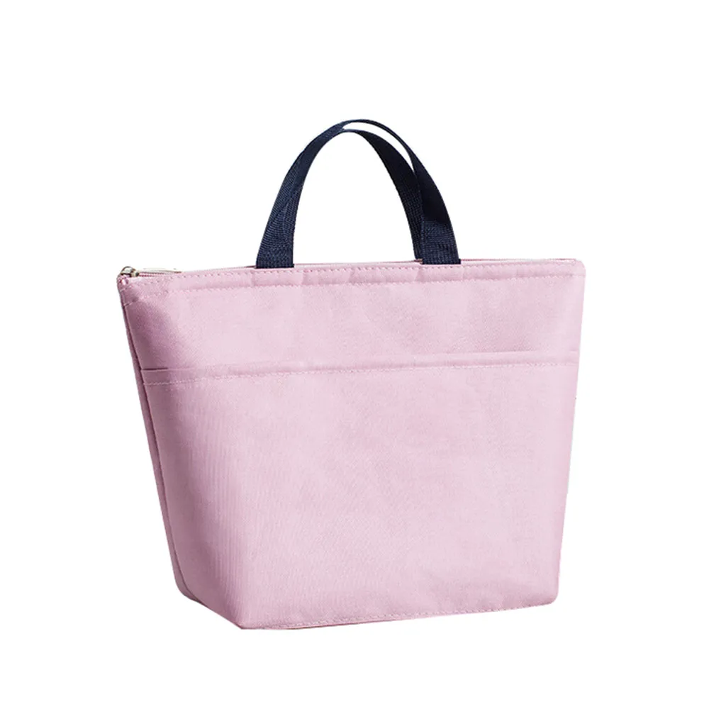 Pink Однотонная оксфордская мягкая сумка для дома, кухни, портативная водонепроницаемая сумка для хранения, для школы, офиса, кемпинга, для обеда, ткань для пикника, карманы#25 - Цвет: Pink