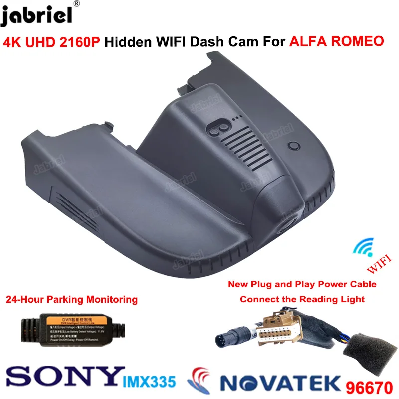 4K New Wifi Car Dvr Dashcam Camera Per Alfa Romeo Giulia Quadrifoglio Gta Veloce Per Alfa Romeo Stelvio Quadrifoglio 2016-2021