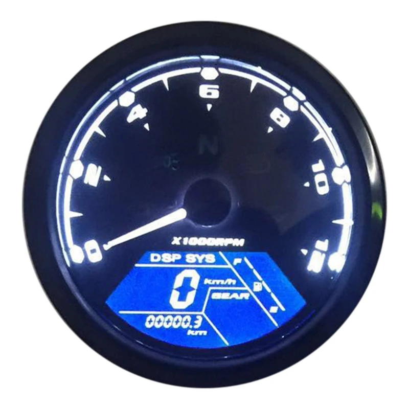 8-18V Universal LCD Digital Tachometer Speedometer Odometer Motorcycle Motorbike 12000 RPM for 2 4 Cylinders Maximum Display 199 |