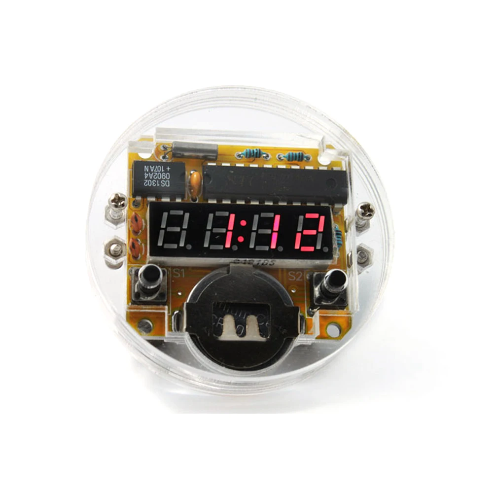 

Single-chip Red LED Display Watch Kit DIY Set Electronic Clock Module Electronic Digital Watch Components with Green Watchband