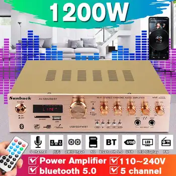 

2020 1200W bluetooth 5.0 Digital Amplifier Hifi Stereo Wireless Audio Receiver Power Amp HIFI Car Sound Amplifiers