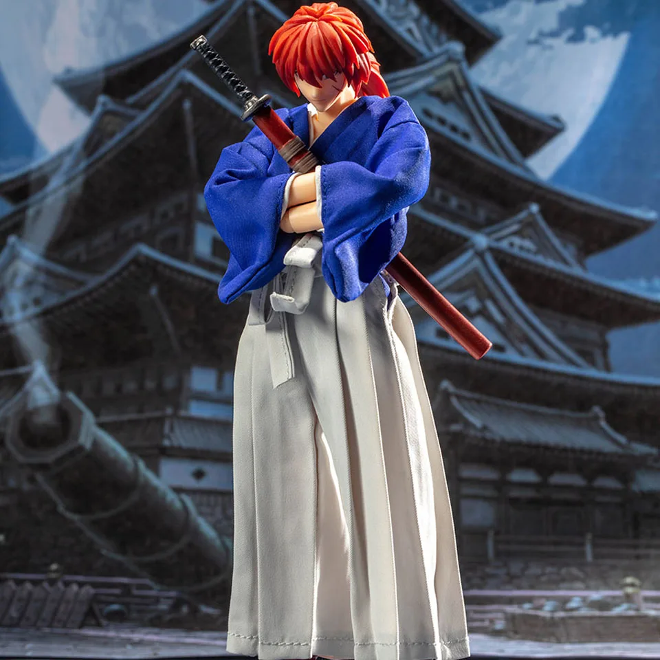 Tronzo GREAT TOYS Dasin Model Rurouni Kenshin HIMURA KENSHIN SHF GT Model Clothed Kenshin Movable PVC Action Figure Model Toys - Цвет: Blue in stock