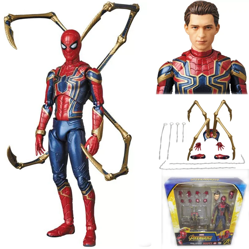 Стиль Мстители Бесконечность войны Железный человек паук Mafex 081 изменение головы Spider-man фигурка Коллекционная модель игрушки куклы подарок