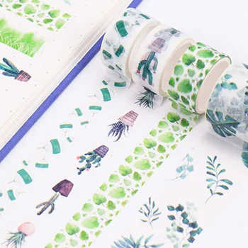 

8Pcs/set Colorful Cute Ocean Whale Plant Paper Masking Tape Japanese Stationery Kawaii Scrapbooking Adhesive Tape Sticker