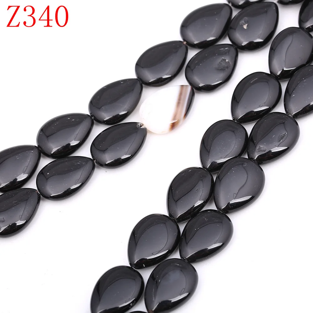 Black Agate Yumten Груша Форма Бусины с тигровым глазом 13 мм* 18 шарики Подвеска из розового золота Малахит Аквамарин Аметист DIY ювелирные изделия ожерелье из бисера натуральные камни бисер для бисероплетения - Цвет: Black Agate