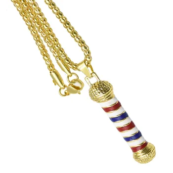 

Temperament Hair Stylist Fashion Hip Hop Charm Rotating Turn Light Pendant Necklace Hair Salon 3D Hair Bar Pendant Necklace Gift